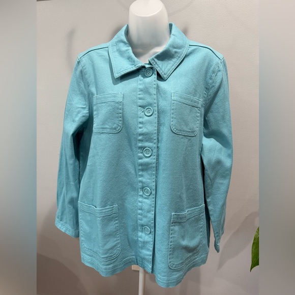 Apple Seeds Aqua Blue Button Front Jacket Women's Size PL - Picture 6 of 12
